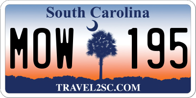 SC license plate MOW195