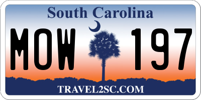 SC license plate MOW197