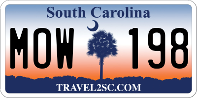 SC license plate MOW198