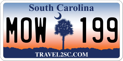 SC license plate MOW199