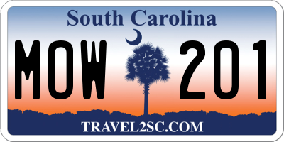 SC license plate MOW201