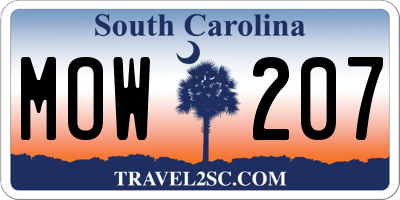SC license plate MOW207