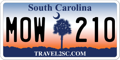 SC license plate MOW210