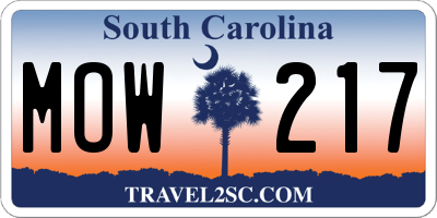 SC license plate MOW217