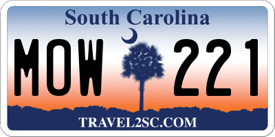 SC license plate MOW221