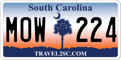 SC license plate MOW224