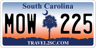 SC license plate MOW225