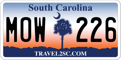 SC license plate MOW226