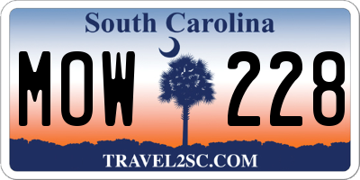 SC license plate MOW228