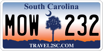 SC license plate MOW232