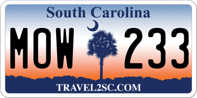 SC license plate MOW233