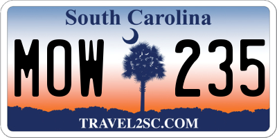 SC license plate MOW235