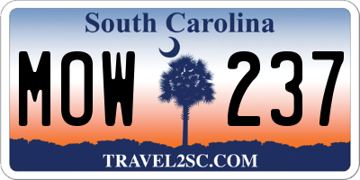 SC license plate MOW237
