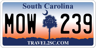 SC license plate MOW239