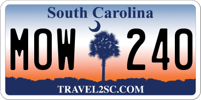 SC license plate MOW240