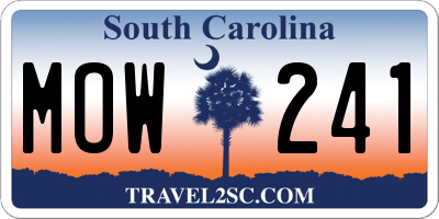 SC license plate MOW241