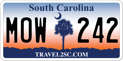 SC license plate MOW242