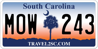 SC license plate MOW243
