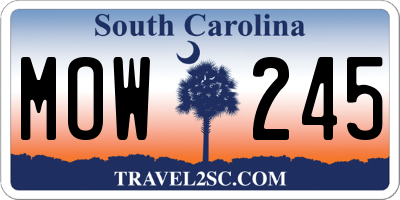 SC license plate MOW245