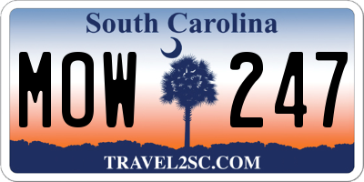 SC license plate MOW247