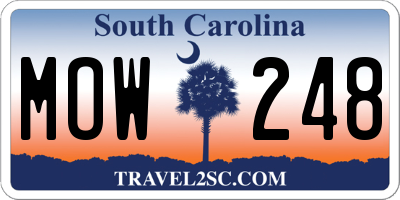 SC license plate MOW248