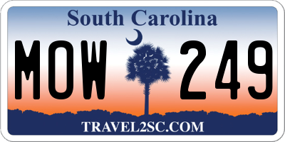SC license plate MOW249