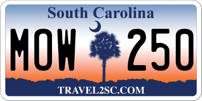 SC license plate MOW250