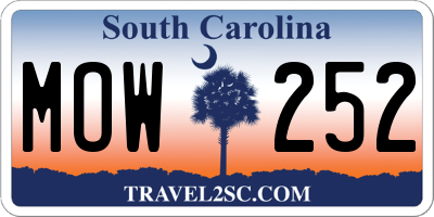 SC license plate MOW252