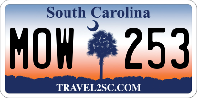 SC license plate MOW253