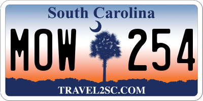 SC license plate MOW254