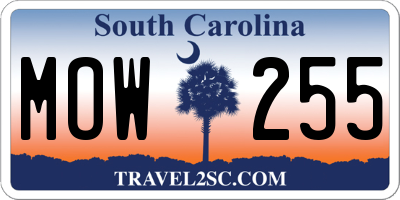 SC license plate MOW255