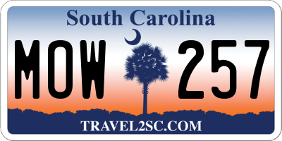 SC license plate MOW257