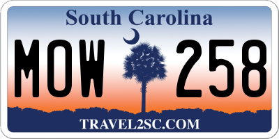 SC license plate MOW258
