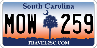 SC license plate MOW259