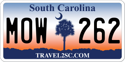 SC license plate MOW262