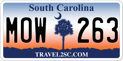 SC license plate MOW263