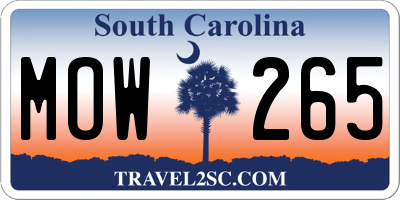 SC license plate MOW265