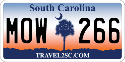 SC license plate MOW266