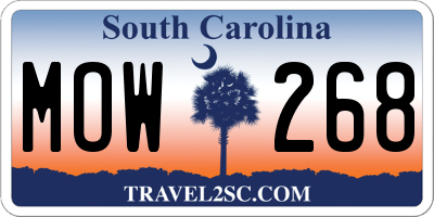 SC license plate MOW268