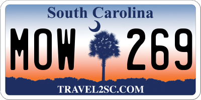 SC license plate MOW269