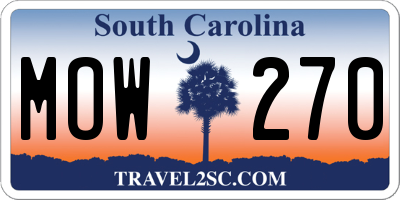 SC license plate MOW270