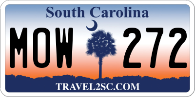 SC license plate MOW272