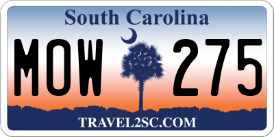 SC license plate MOW275