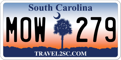 SC license plate MOW279