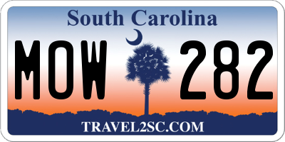 SC license plate MOW282