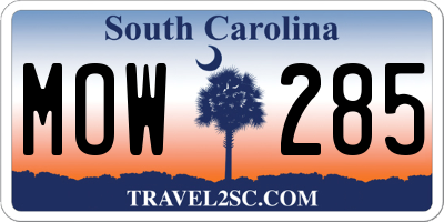 SC license plate MOW285