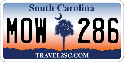 SC license plate MOW286
