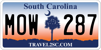 SC license plate MOW287