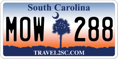 SC license plate MOW288