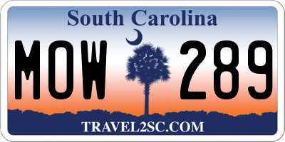 SC license plate MOW289